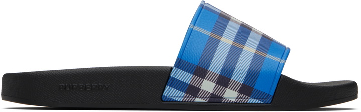Photo: Burberry Blue & Black Check Pool Slides
