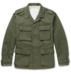 VALENTINO - Studded Cotton-Canvas Field Jacket - Green