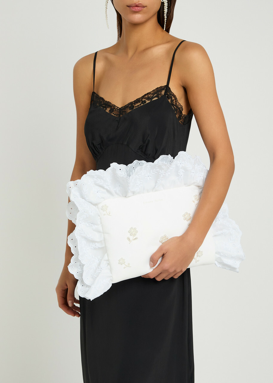 Simone Rocha Pillowcase Embroidered Padded Clutch - White - One Size