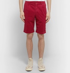 Aspesi - Pleated Cotton-Twill Chino Shorts - Red