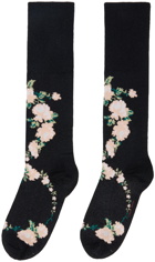 Simone Rocha Black Lurex Jacquard Rosebud Socks