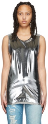 doublet Silver Stud Embroidered Metallic Tank Top