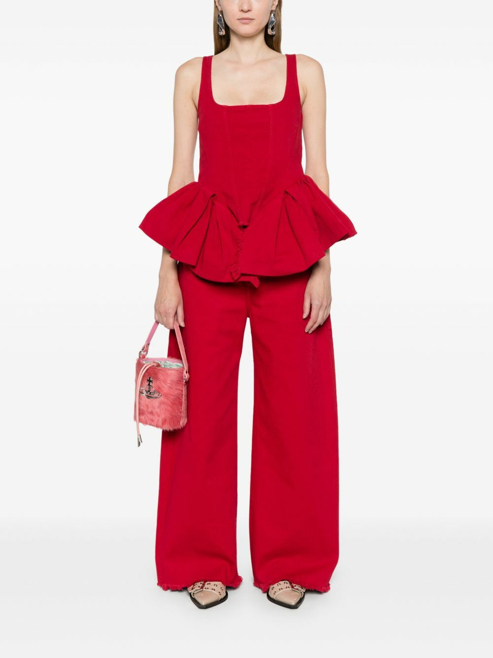 Marques'Almeida Red Wide-Leg Jeans