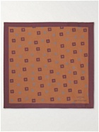 Lardini - Printed Silk and Cotton-Blend Pocket Square - Orange