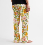 TOM FORD - Velvet-Trimmed Printed Stretch-Silk Satin Pyjama Trousers - Unknown