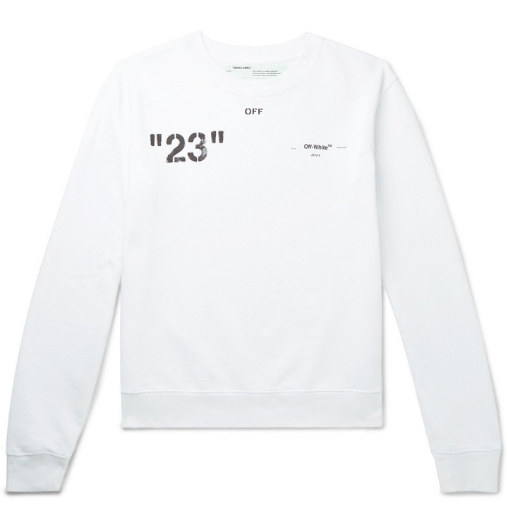 Photo: Off-White - Logo-Print Loopback Cotton-Jersey Sweatshirt - Men - White