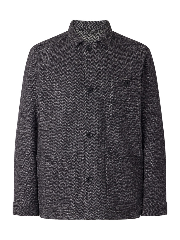 Photo: Anderson & Sheppard - Herringbone Wool Overshirt - Gray