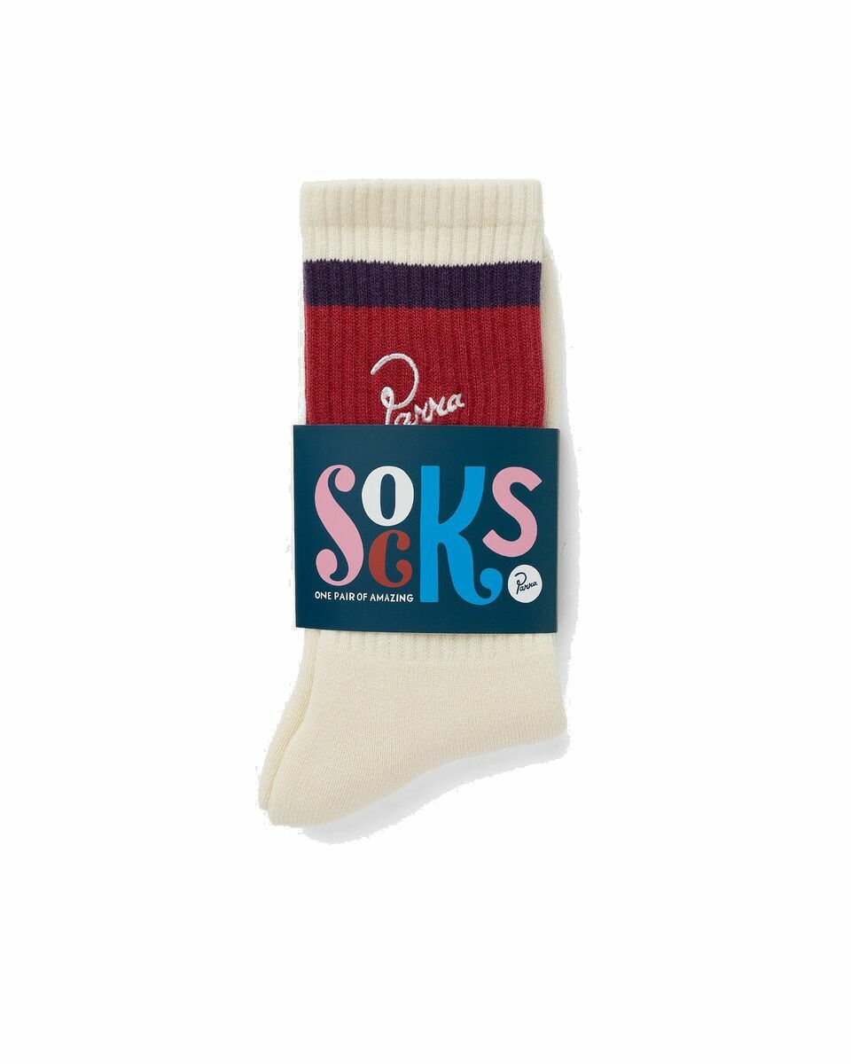 Photo: By Parra Script Logo Crew Socks Red/Beige - Mens - Socks