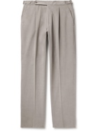 STÒFFA - Pleated Brushed Cotton-Twill Trousers - Brown