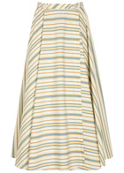 Thierry Colson Audrey Striped Cotton Midi Wrap Skirt Yellow