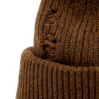 MM6 Maison Margiela Men's Ribbed Distressed Beanie in Brown Melange