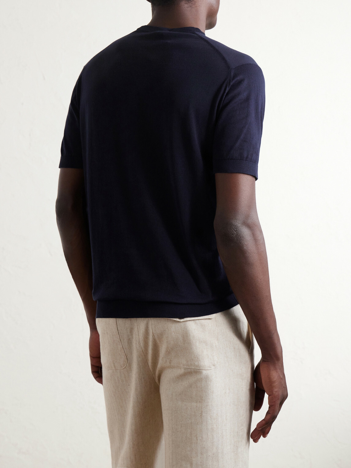 John Smedley - Torin SS Cotton-Knitted T-Shirt - Blue