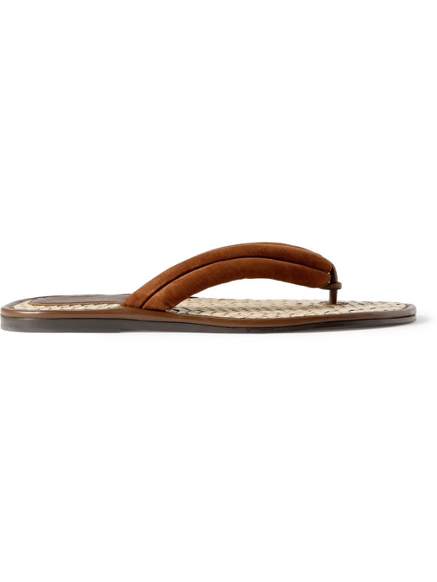 Photo: TOM FORD - Brighton Suede and Raffia Sandals - Brown