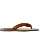 TOM FORD - Brighton Suede and Raffia Sandals - Brown