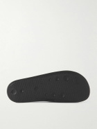 Frescobol Carioca - Humberto Striped Debossed Leather and Suede Slides - Green