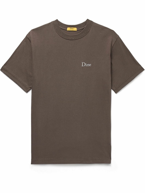 Photo: DIME - Logo-Embroidered Cotton-Jersey T-Shirt - Brown
