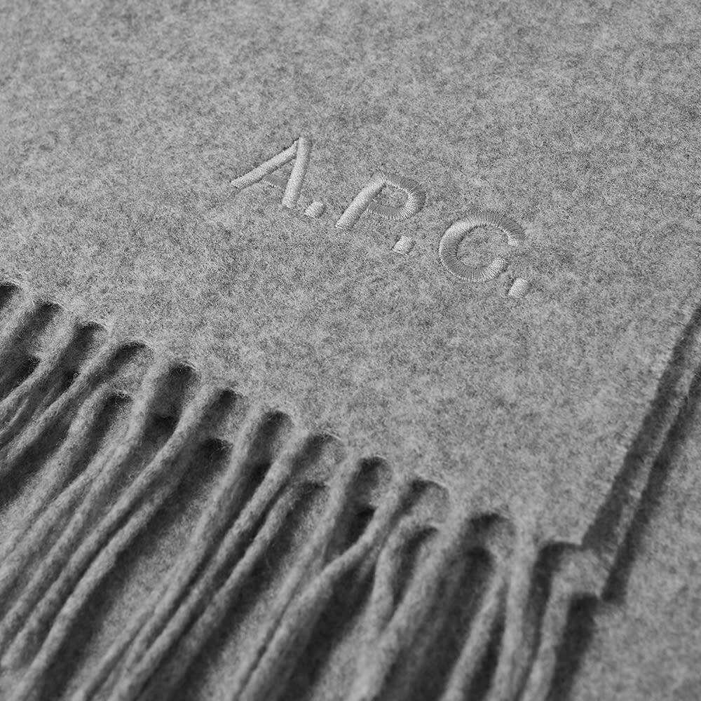 A.P.C. Ambroise Embroidered Scarf in Grey Heather