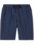De Petrillo - Tapered Linen Drawstring Shorts - Blue
