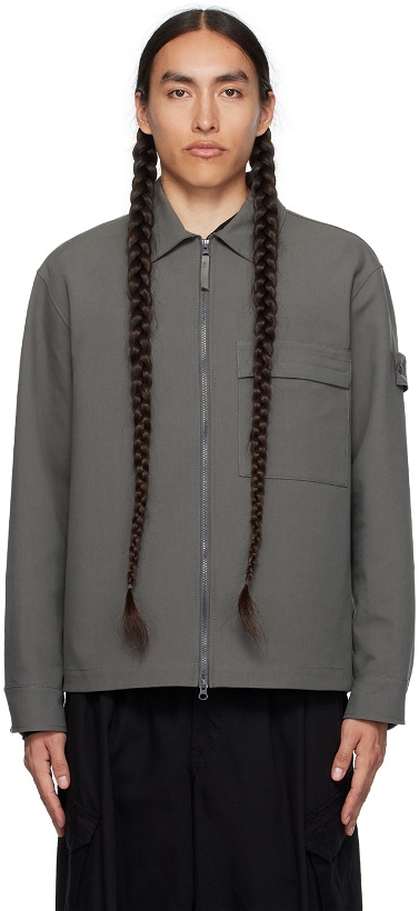 Photo: Stone Island Gray Spread Collar Jacket