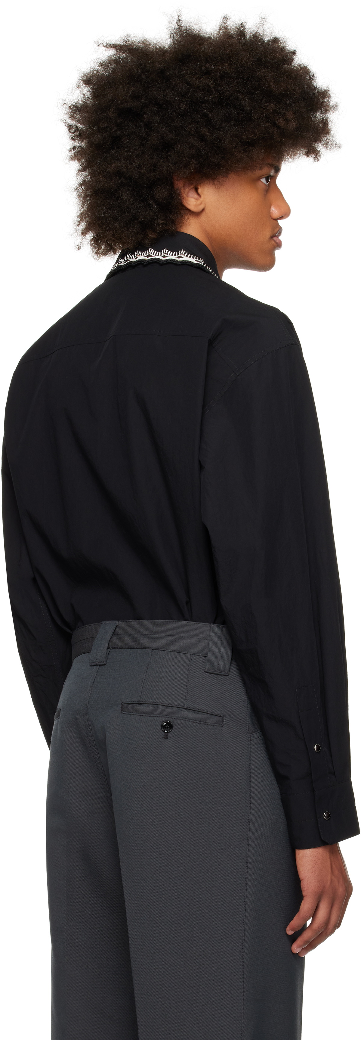 LEMAIRE Black Embroidered Collar Shirt Lemaire LEMAIRE Black Embroidered Collar Shirt Lemaire
