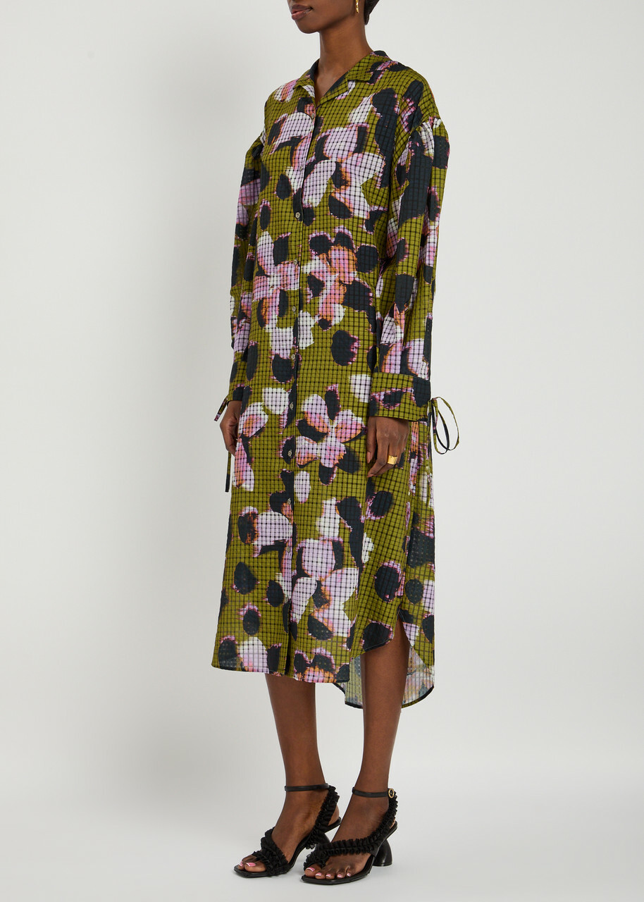 Julia Heuer Fara Floral-print Chiffon Midi Dress Green