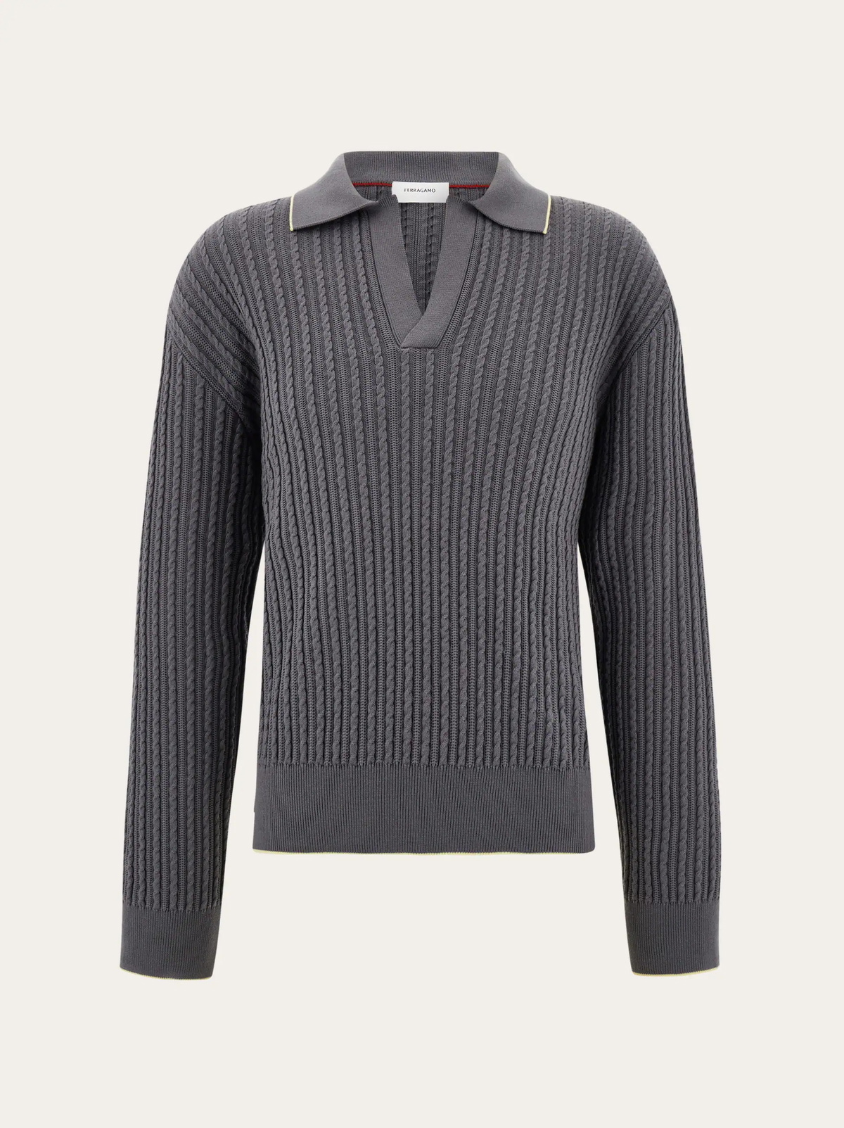 Ferragamo Mens Knitted polo top in Grey