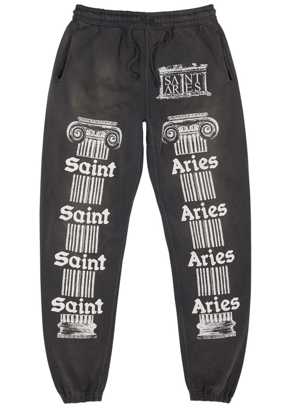 Photo: Saint Mxxxxxx Saint Aries Printed Cotton Sweatpants Black