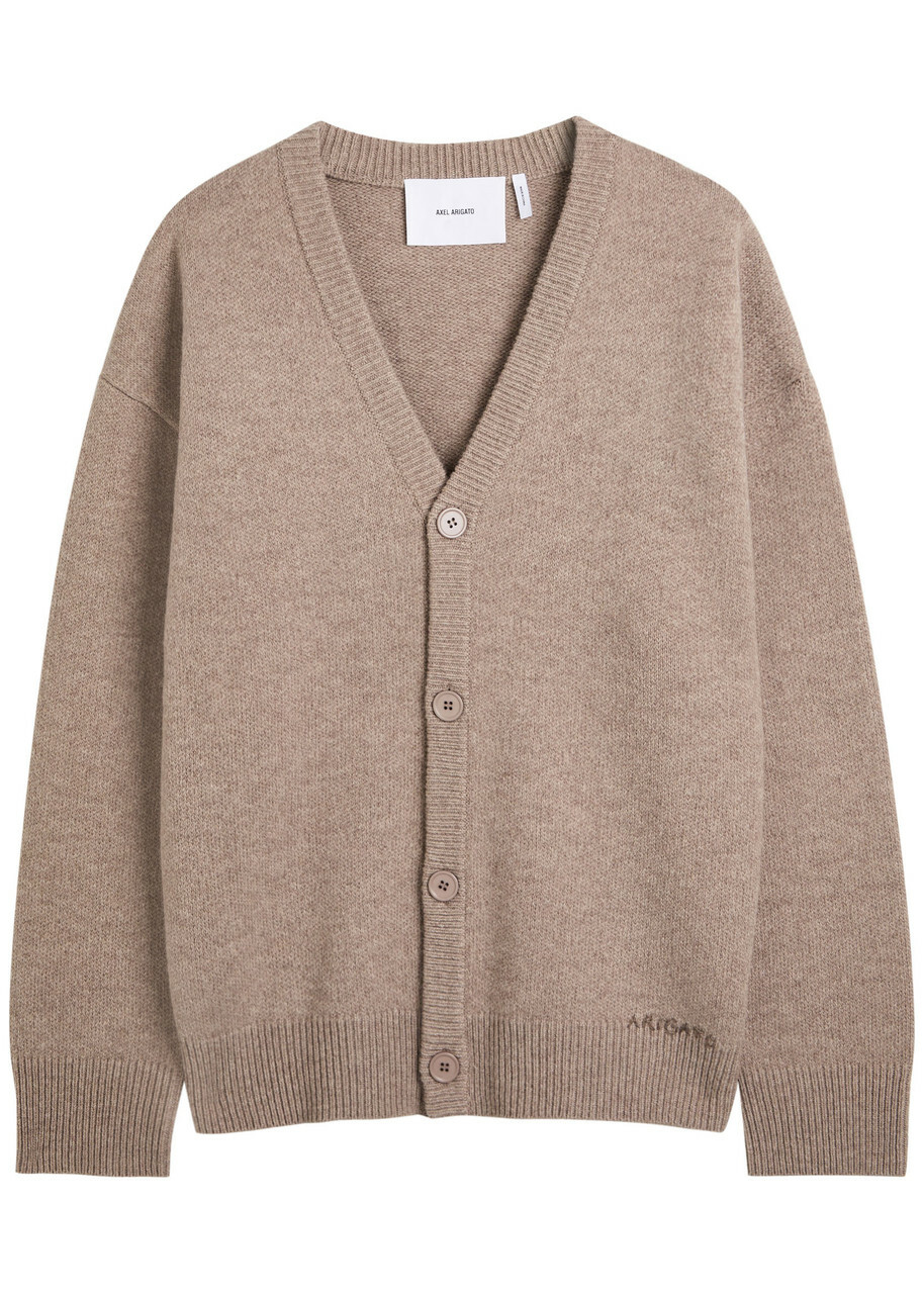 Axel Arigato Milo Logo-embroidered Wool Cardigan Brown