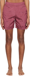 Stone Island Burgundy Garment-Dyed Swim Shorts