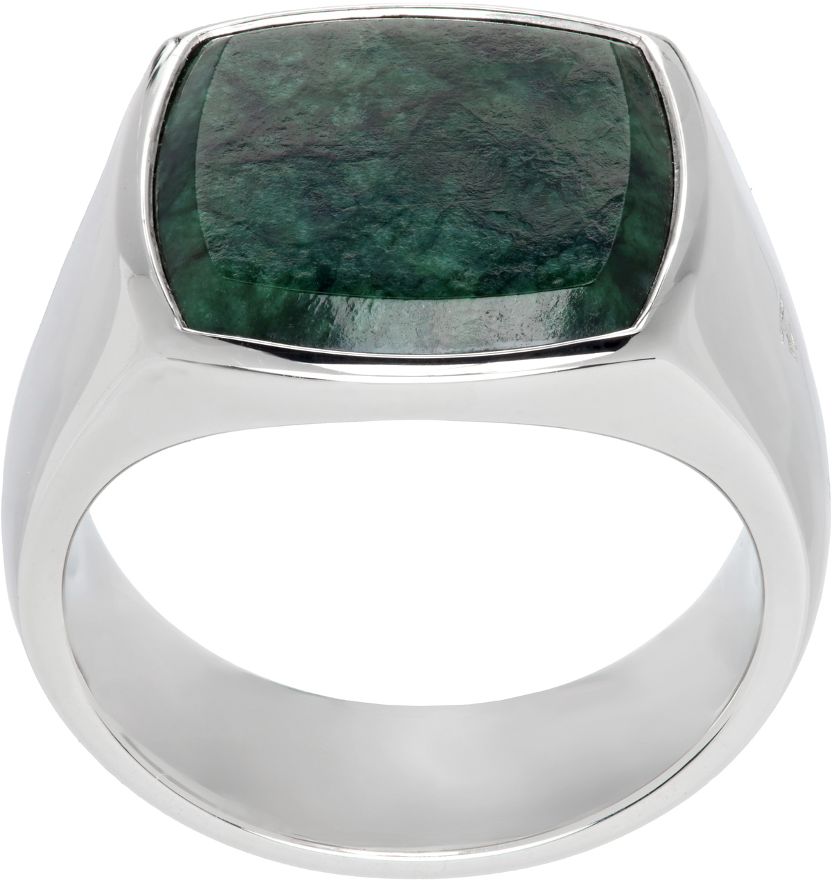 TOM WOODリングOval Green Marble シルバー