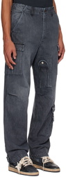 Winnie New York Black Faded Denim Cargo Pants