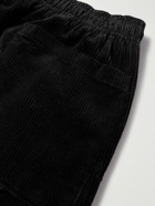 YMC - Alva Tapered Cotton and Linen-Blend Corduroy Drawstring Trousers - Black