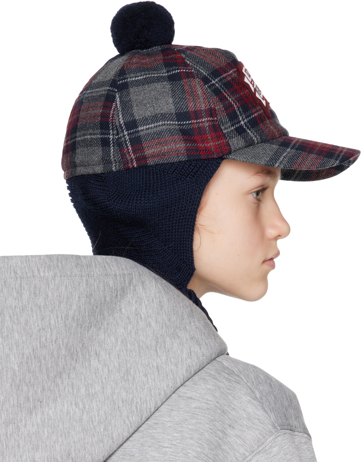 Dolce&Gabbana Kids Gray & Red Tartan Wool-Blend Baseball Cap
