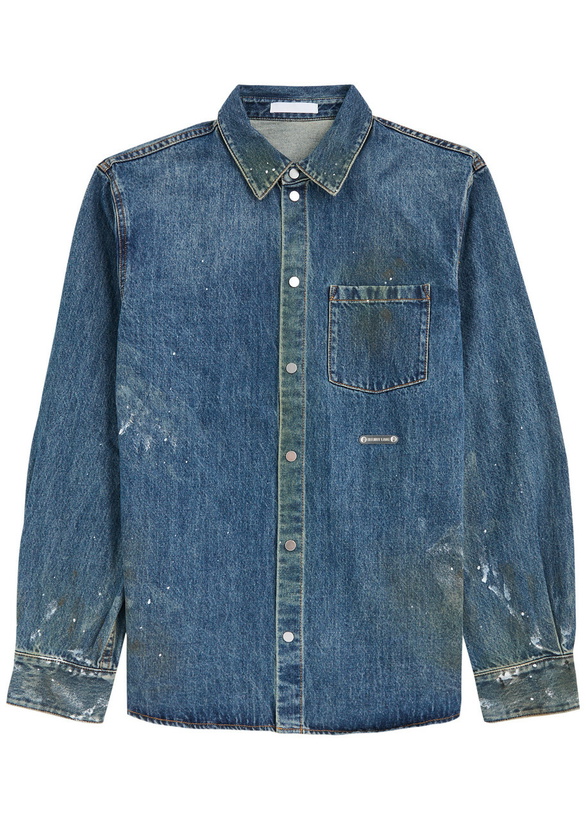 Photo: Helmut Lang Distressed Denim Overshirt Indigo