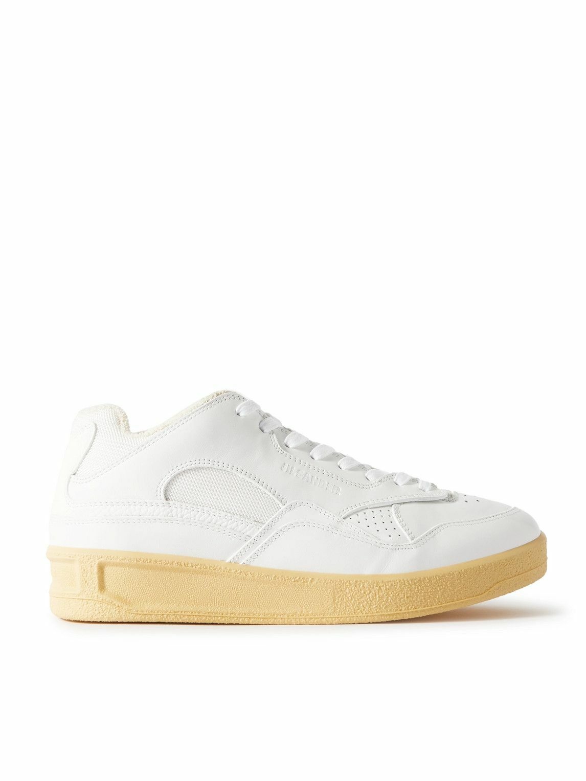 Photo: Jil Sander - Mesh-Trimmed Leather Sneakers - White