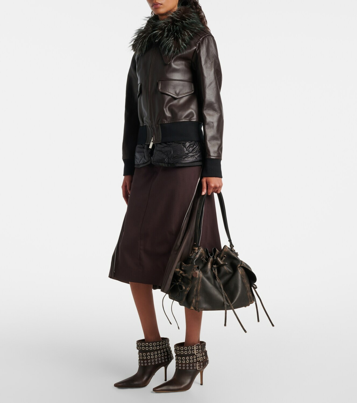 Mach & Mach Buckle Belt 95 leather ankle boots