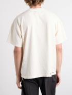 Satoshi Nakamoto - Explicit Codex Logo-Print Distressed Cotton-Jersey T-Shirt - White