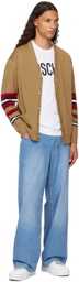 Moschino Brown Virgin Wool Striped Cardigan
