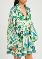 Lug Von Siga Selene Printed Linen Mini Dress Green