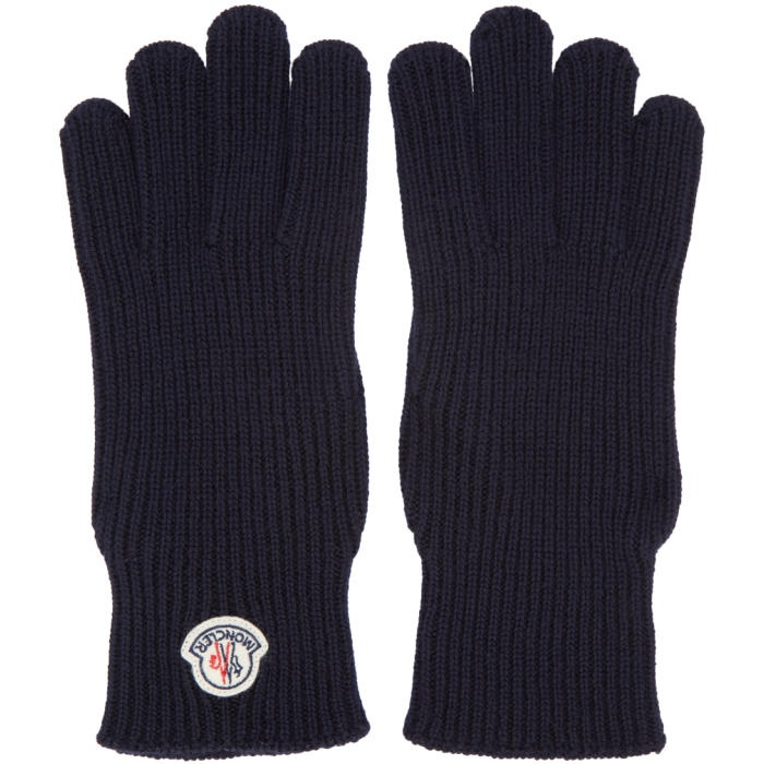 Moncler Navy Wool Gloves