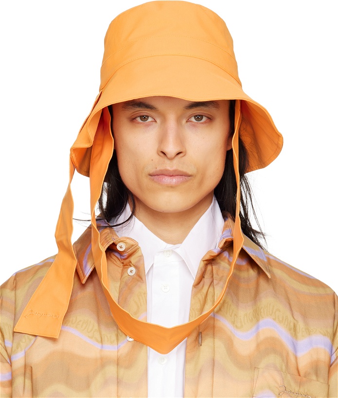 Photo: Jacquemus Orange Le Raphia 'Le Bob Bando' Bucket Hat