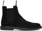Common Projects Black Waxed Suede Chelsea Boots