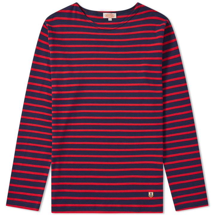 Photo: Armor-Lux 02297 Long Sleeve Mariniere Tee Navy & Dark Red