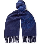 Berluti - Embroidered Cashmere Scarf - Midnight blue
