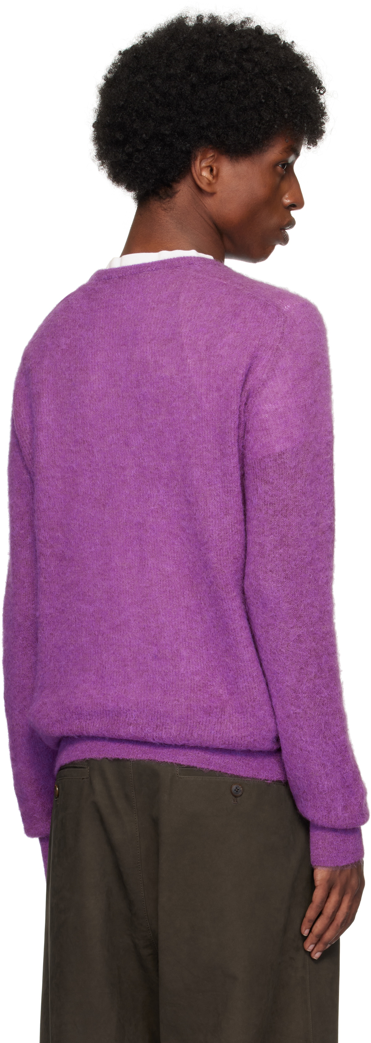 AURALEE Purple Baby Suri Alpaca Sheer Knit Sweater Auralee