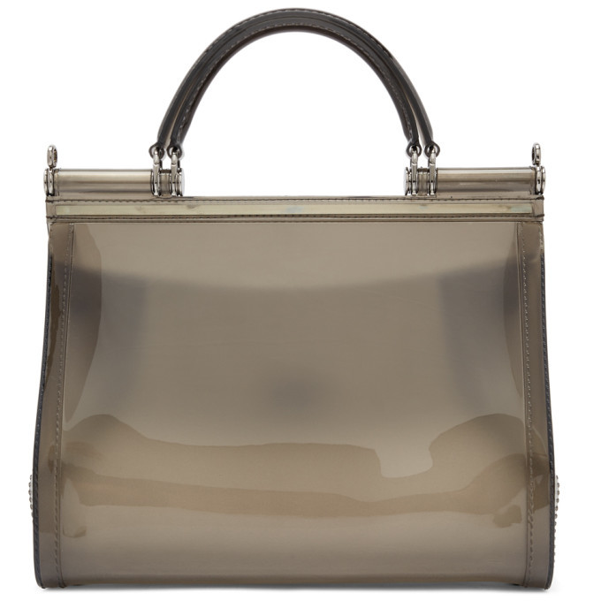 Dolce & Gabbana Grey Leather Medium Miss Sicily Top Handle Bag