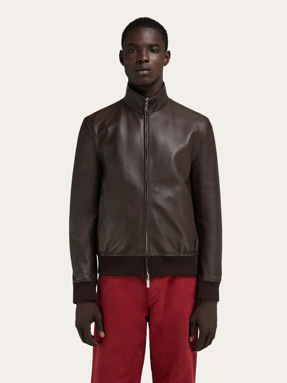 Ferragamo Mens Nappa leather blouson in Beige