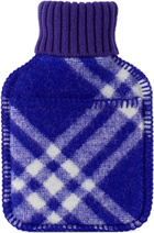 Burberry Navy Wool Check Hot Water Bottle