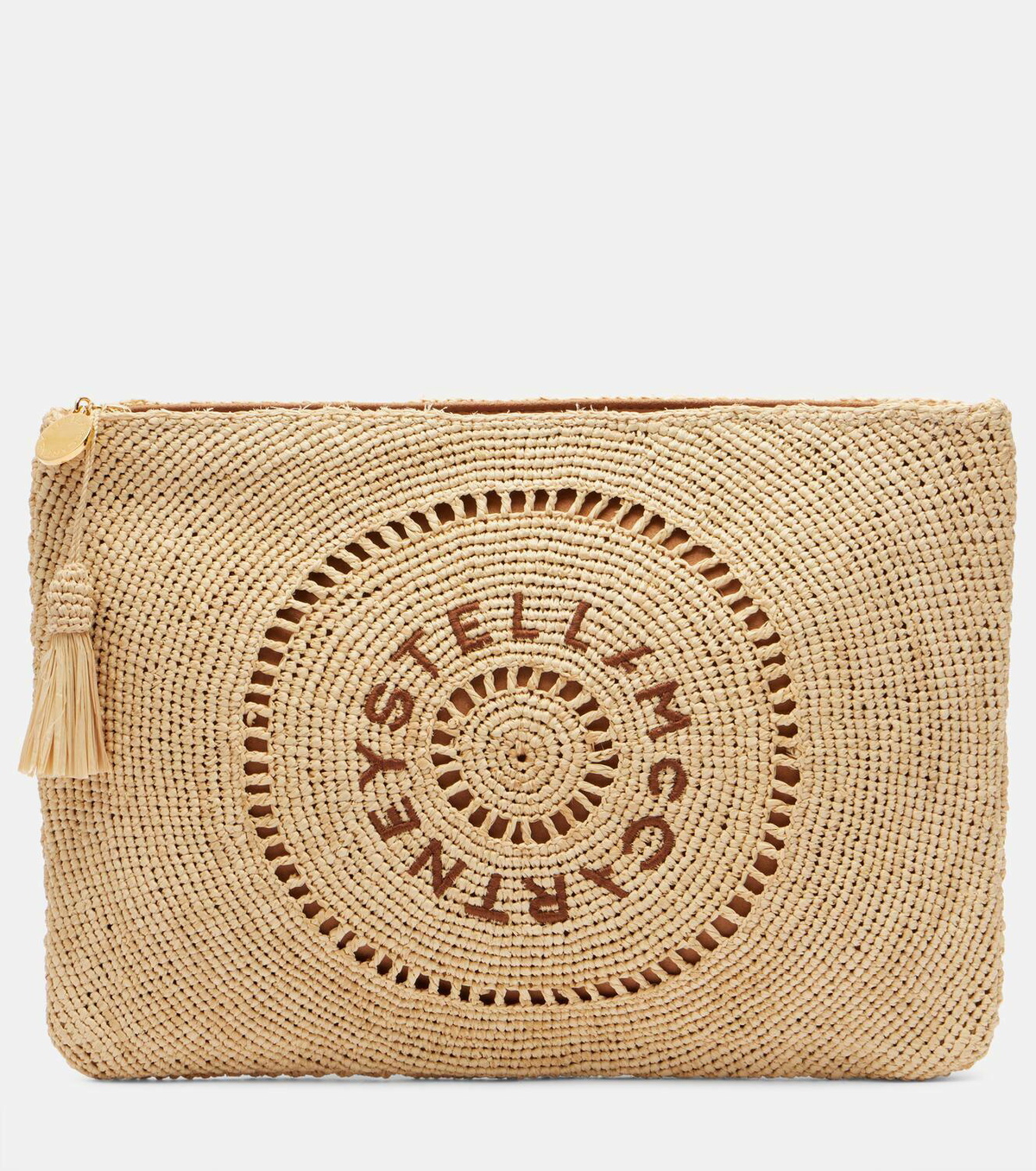 Stella McCartney Logo raffia clutch