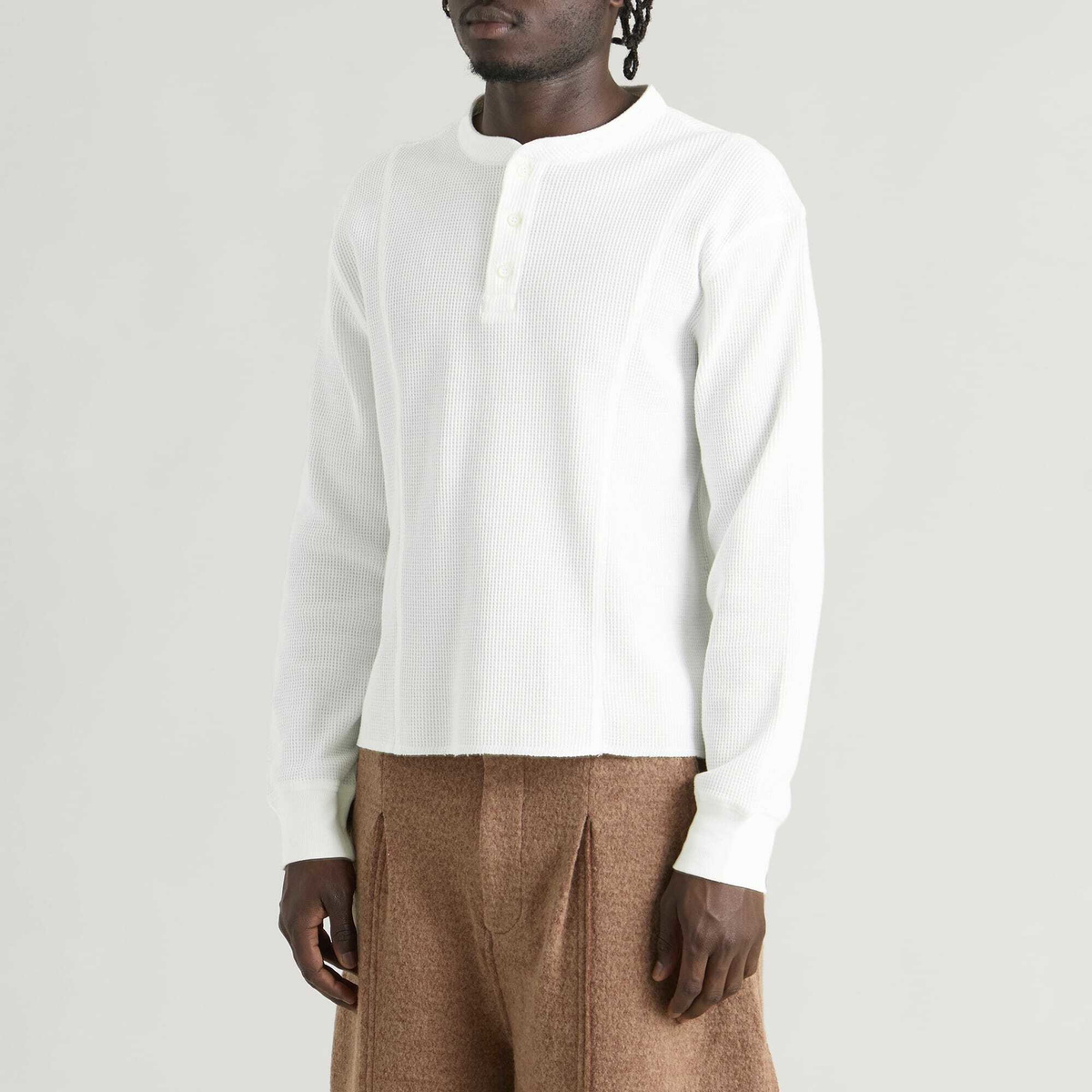Gander Men's Henley Waffle Longsleeve in White